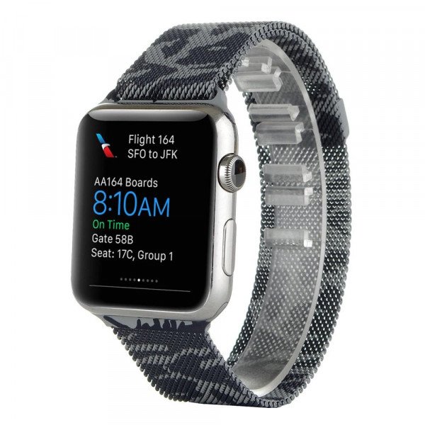 Wholesale Premium Color Stainless Steel Magnetic Milanese Loop Strap Wristband for Apple Watch Series 7/6/SE/5/4/3/2/1 Sport - 44MM / 42MM (Camouflage Dark Gray)